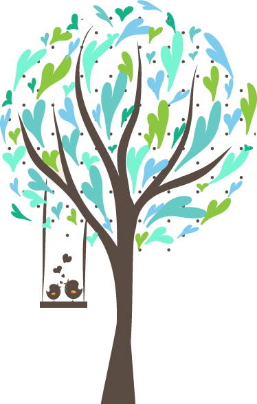 Tree poster children's birds on a swing - TenStickers