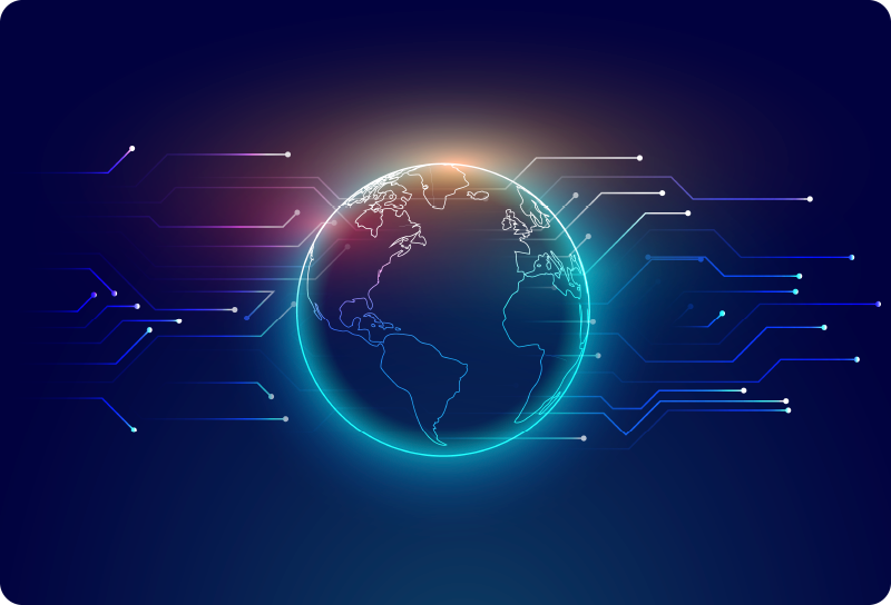 Geometric telecommunication world map poster - TenStickers