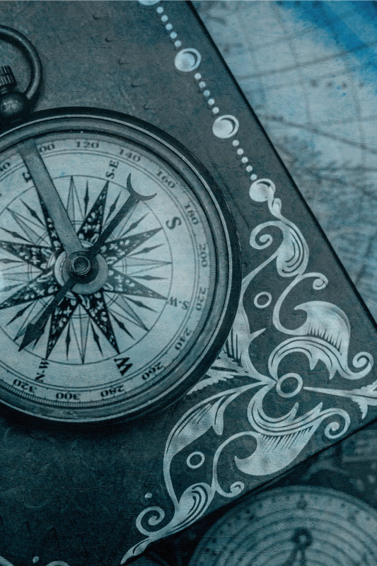 Map poster old compass on blue - TenStickers