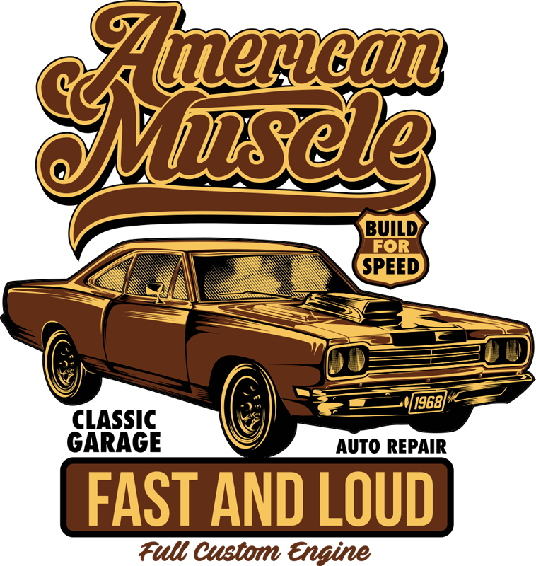 Vintage poster classic american car decor vinyl - TenStickers