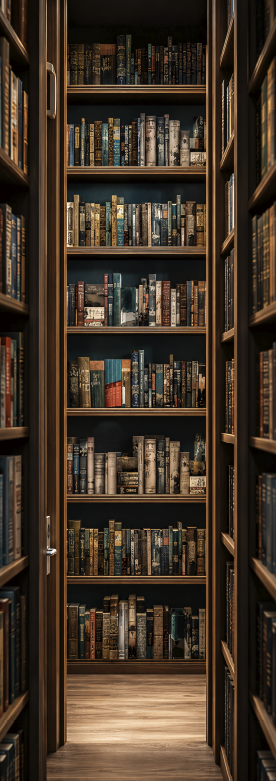 Vintage poster hallway through a library art print - TenStickers