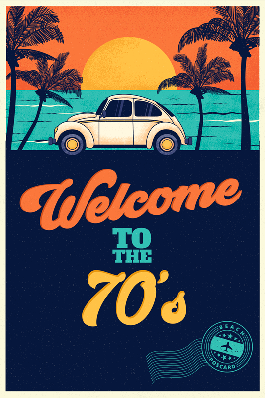 Vintage poster welcome to 70's sticker - TenStickers