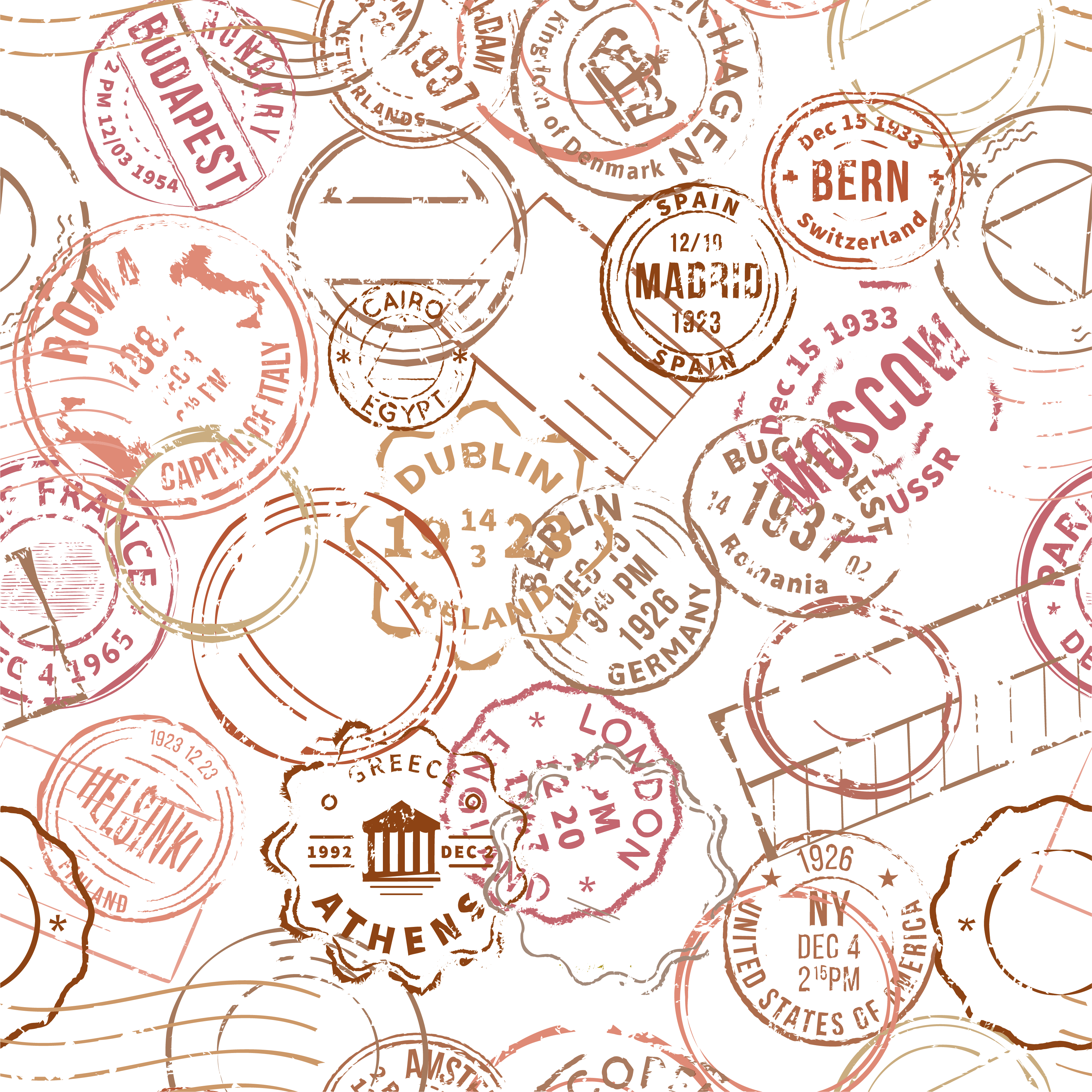 Vintage poster retro stamps collection - TenStickers