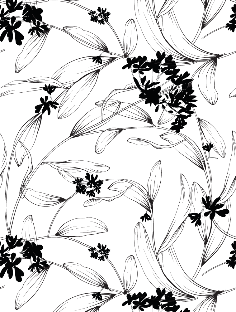 Vintage poster black leaves pattern - TenStickers