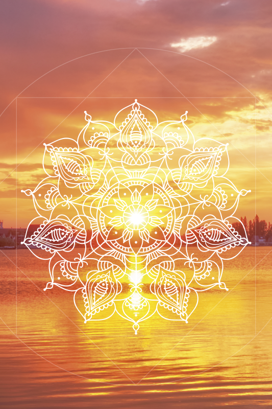 Landscape poster sunfall mandala artwork - TenStickers
