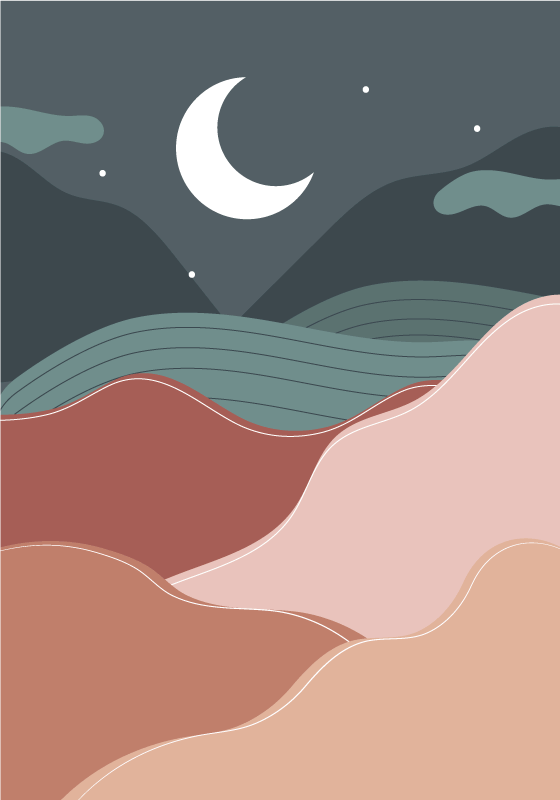 Boho night landscape poster - TenStickers