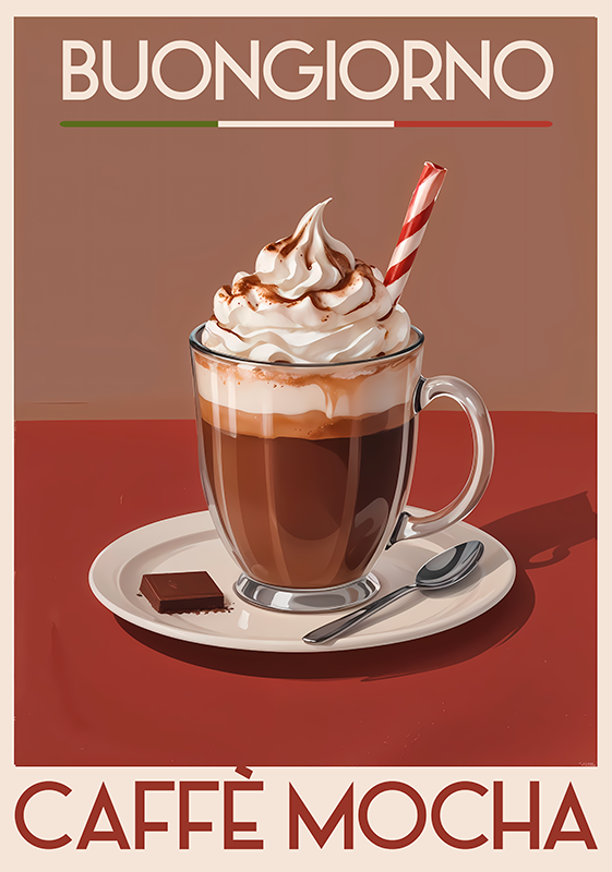 Vintage poster "mocha" coffee art print - TenStickers