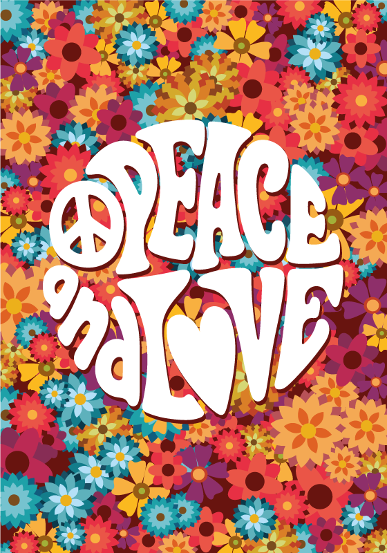 Flower poster peace and love - TenStickers