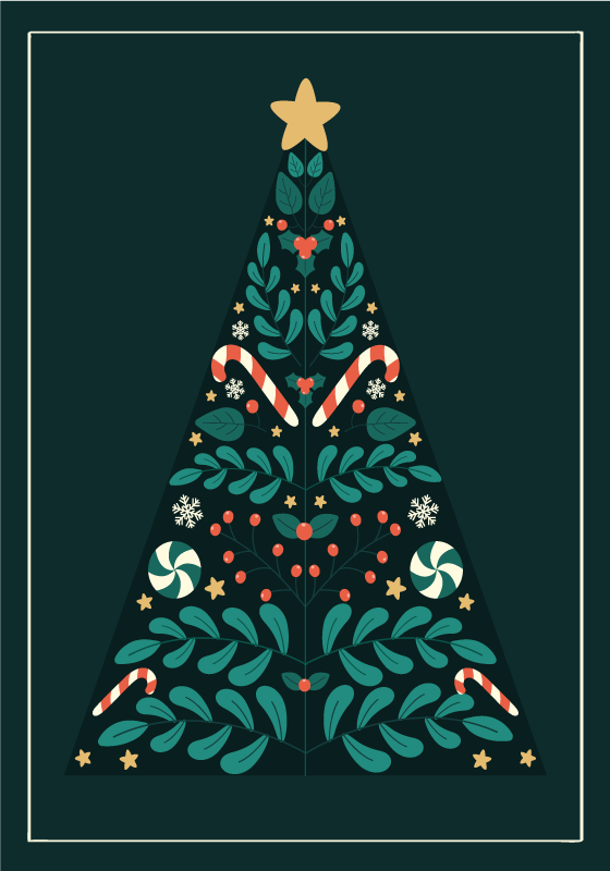 Christmas poster christmas tree print - TenStickers