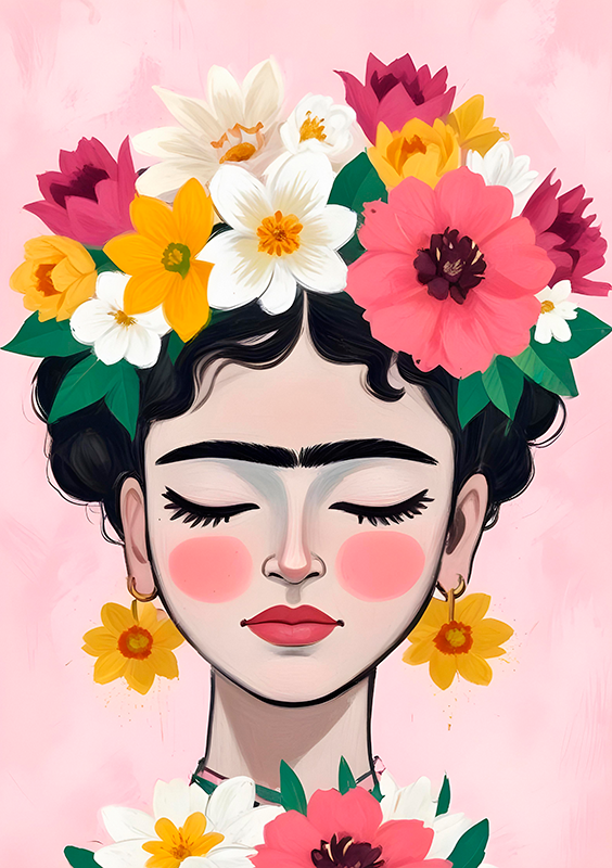 Art poster flower hat frida - TenStickers