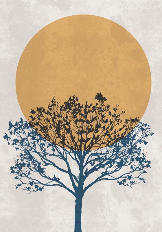 Art poster of tree with sunrise - TenStickers