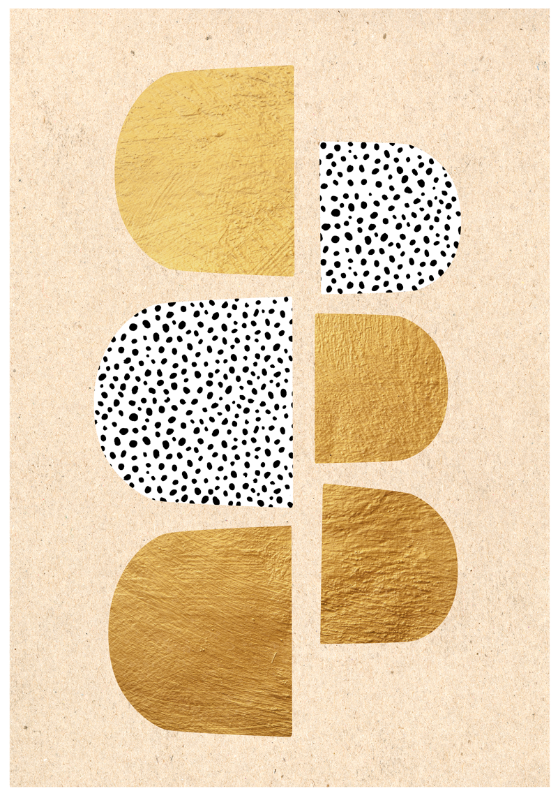 Golden abstract art poster - TenStickers