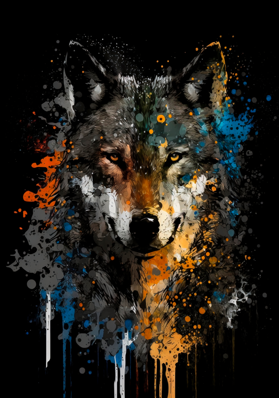 Wolf painting animal poster - TenStickers