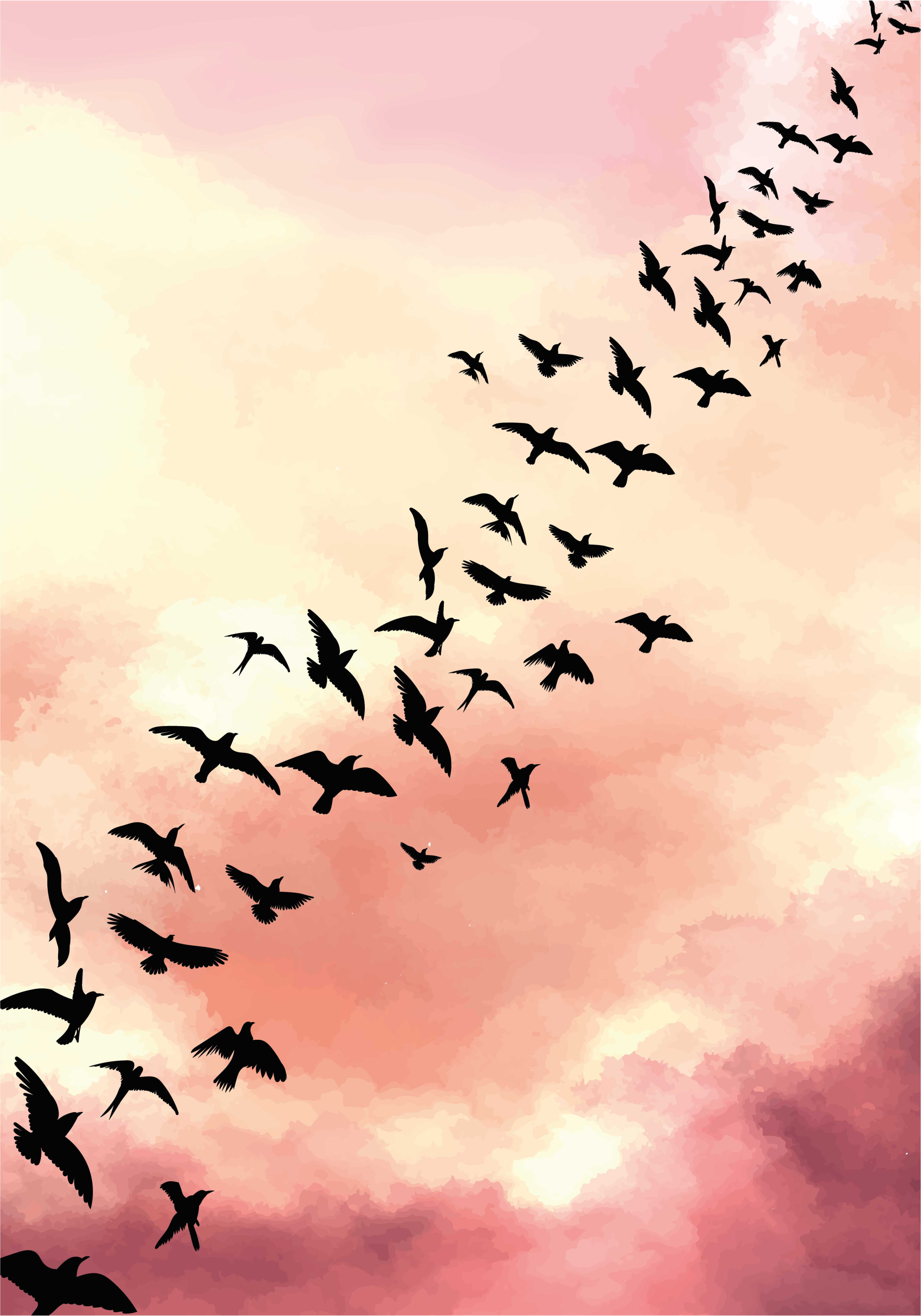 Flying birds living room poster - TenStickers