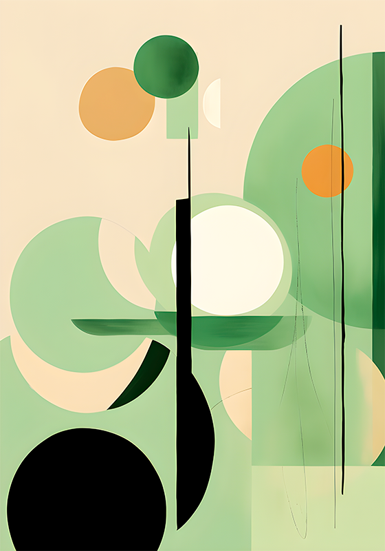 Green Abstract Figures Wall Art Poster - TenStickers
