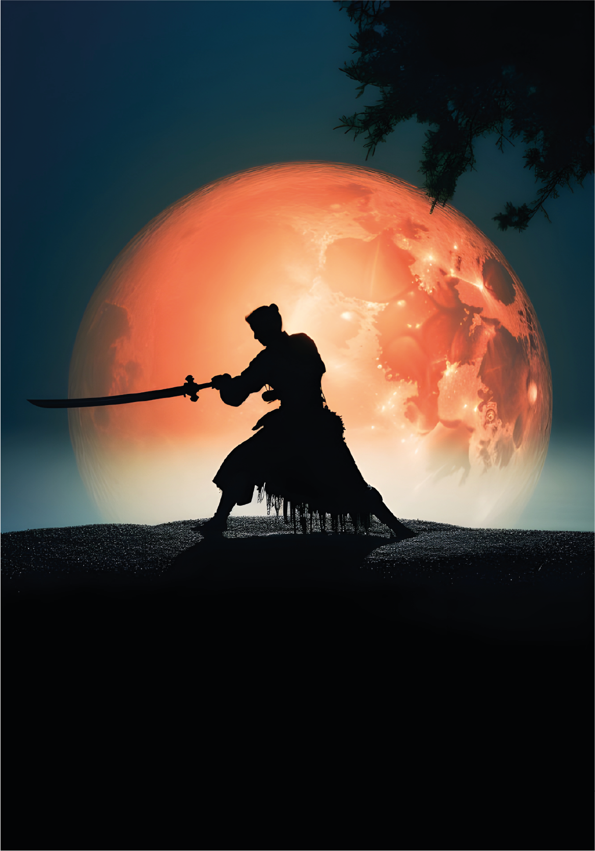 Samurai silhouette poster print for teens - TenStickers