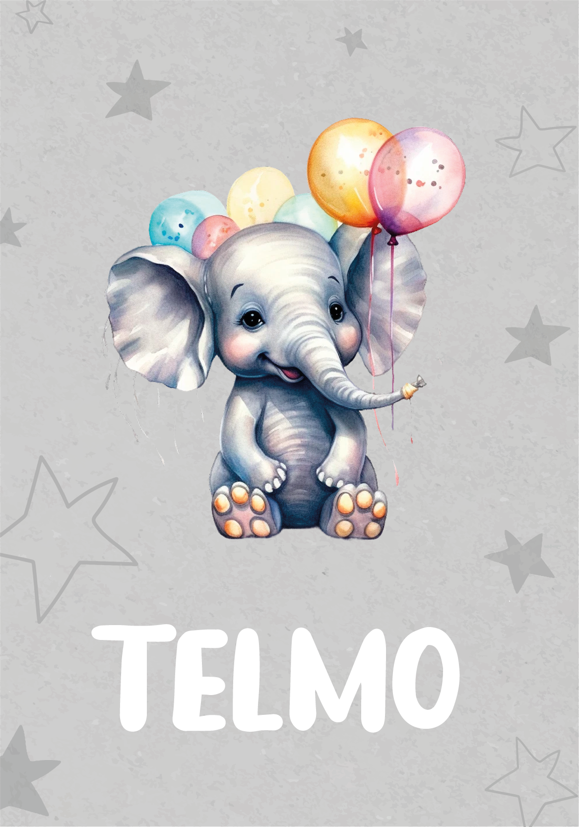 Custom baby elephant with balloons poster - TenStickers
