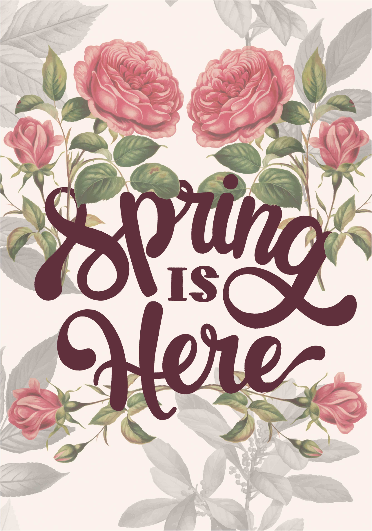 Spring is here text with flower poster - TenStickers