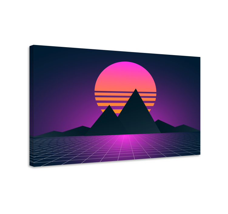 Vintage and retro sun landscape canvas - TenStickers