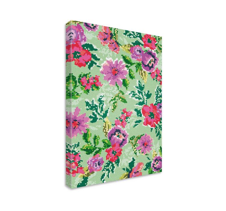 Mosaic Floral Pattern flower canvas - TenStickers