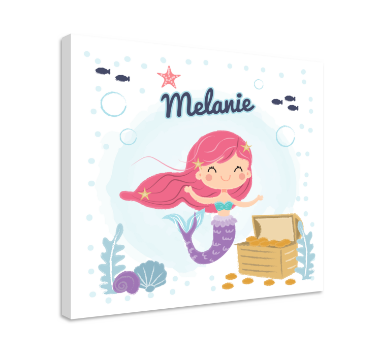 Nursery canvas mermaid treasure chest artwork - TenStickers