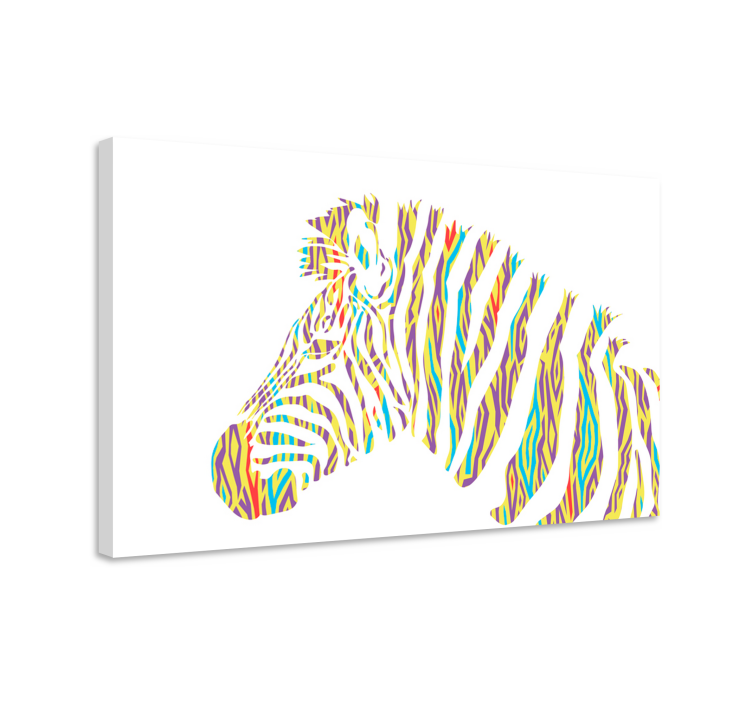 Animal canvas wall art colorful zebra head - TenStickers
