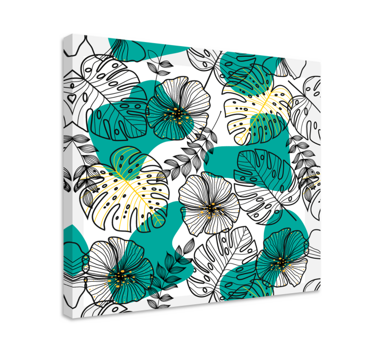 Flowers canvas with floral leaf design - TenStickers