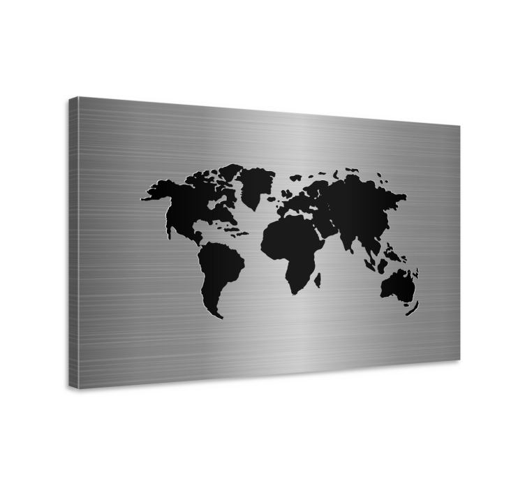 metal effect world map world map canvas - TenStickers