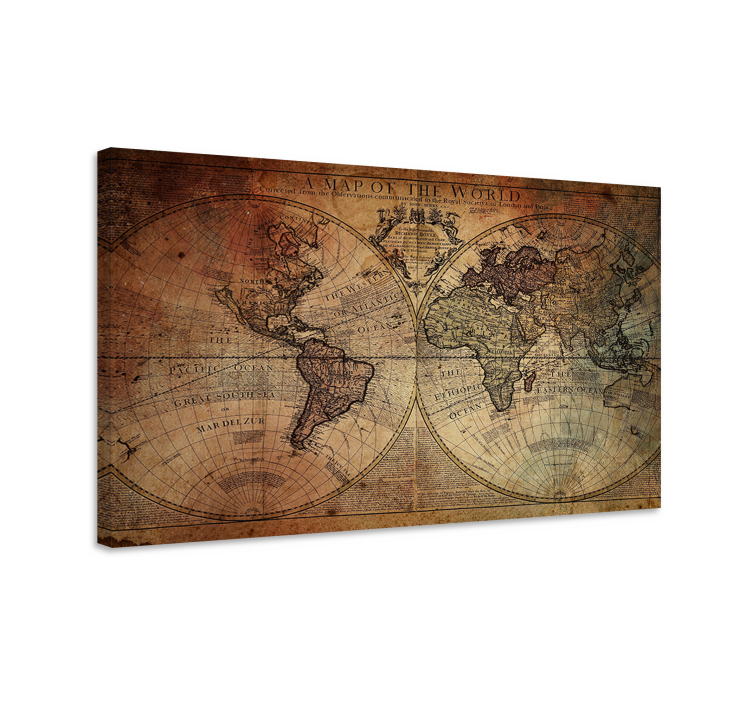 World map wall art vintage world chart - TenStickers