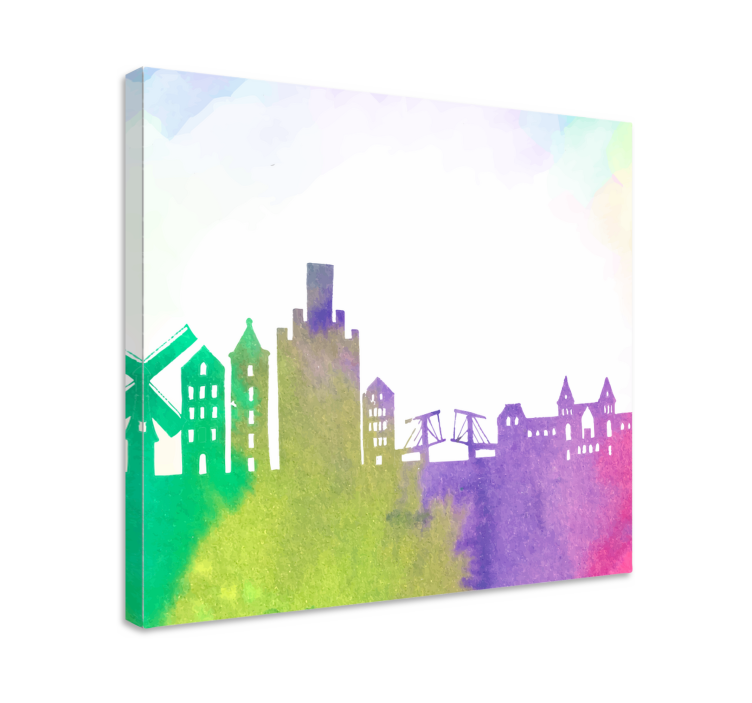 Colorful Amsterdam skyline city canvas prints - TenStickers