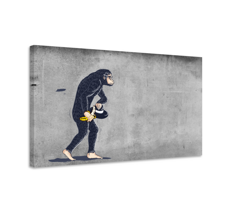 Playful Monkey Carrying Bananas animal canvas wall art - TenStickers