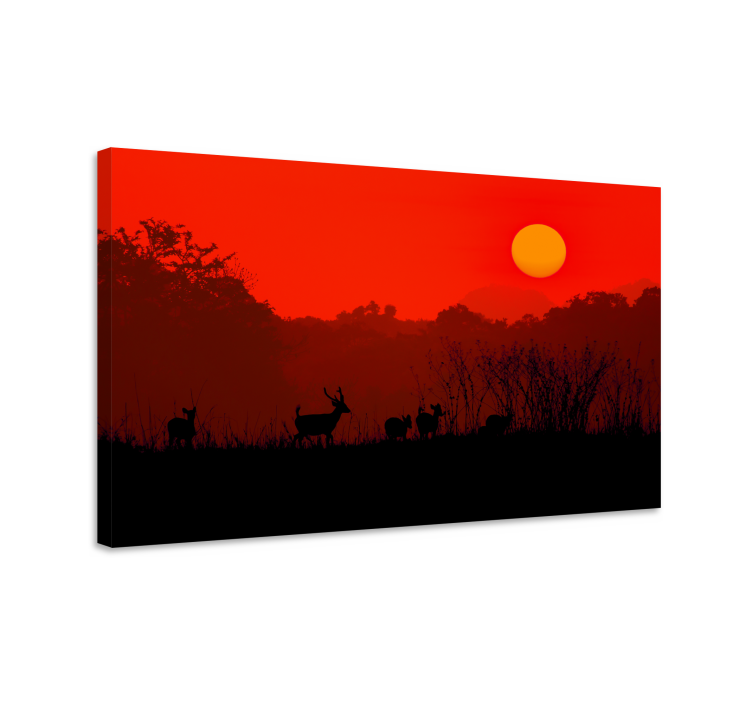Stag canvas silhouette of a sunset - TenStickers