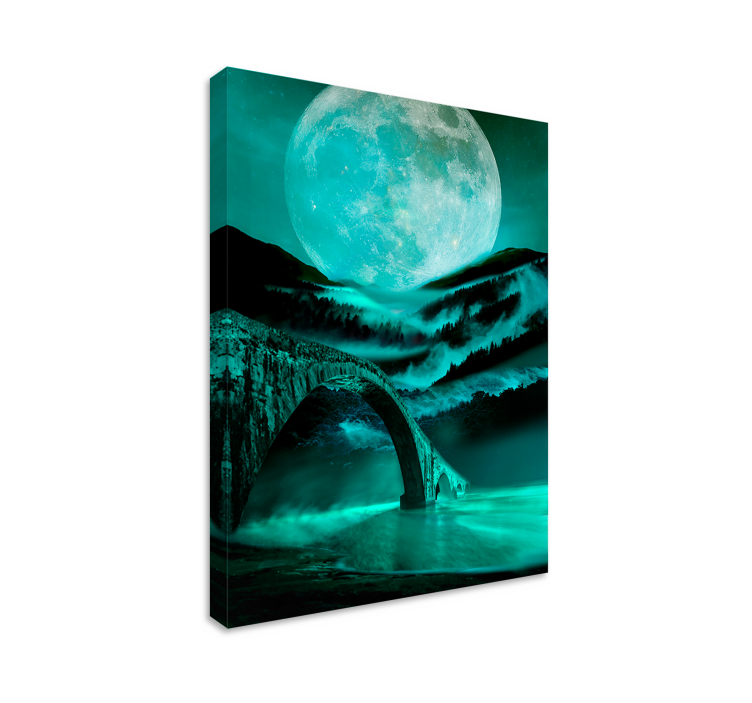 Moonlight river landscape canvas - TenStickers