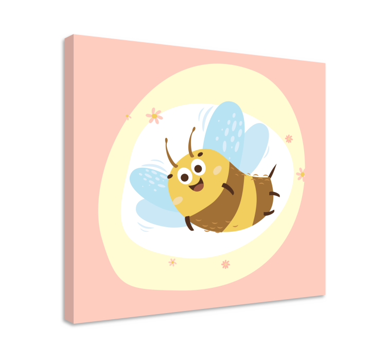 Animal canvas wall art cheerful bee character - TenStickers