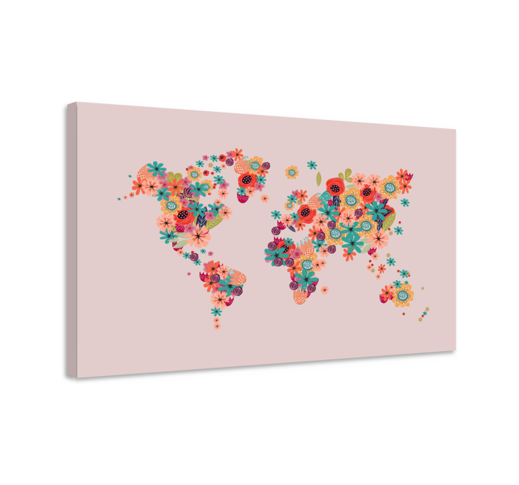 World map wall art floral world map - TenStickers