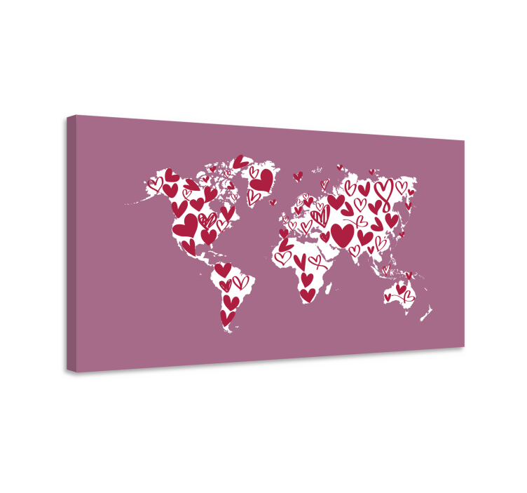World map hearts world map wall art - TenStickers