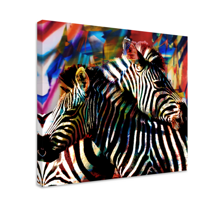Animal canvas wall art colorful zebra pair - TenStickers