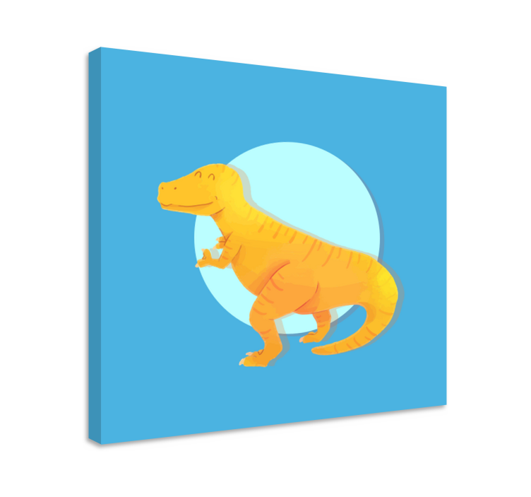 Nordic dinosaur yellow t-rex dinosaur canvas - TenStickers