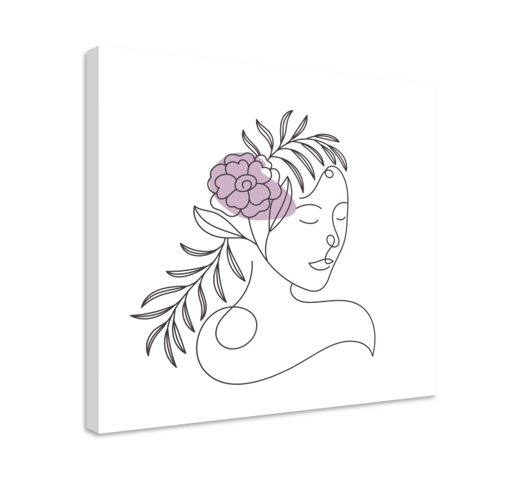 Flowers canvas line art face - TenStickers