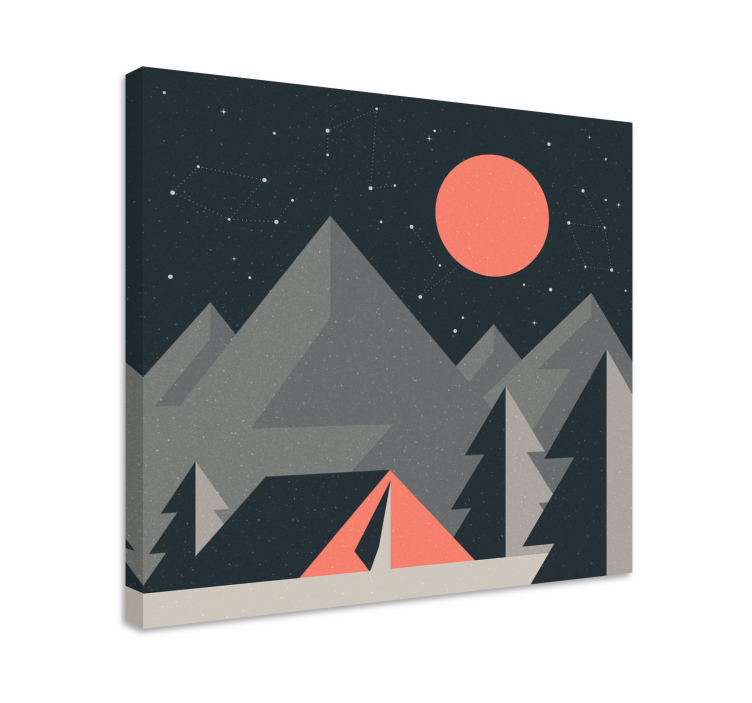 Landscape canvas mountain camping scene - TenStickers