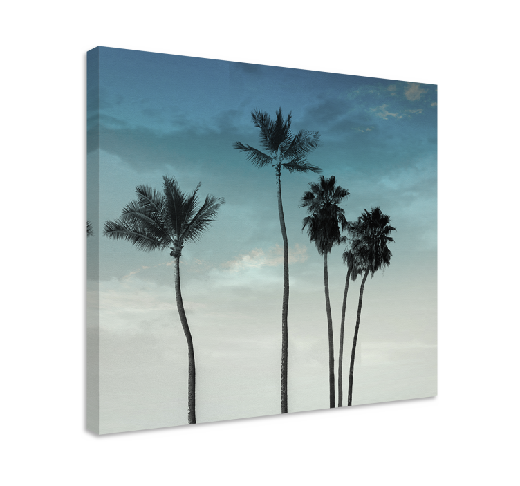 Five long palm trees design canvas living room - TenStickers