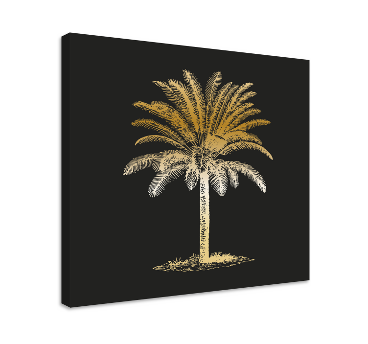 Gold palm tree canvas wall art for dining room - TenStickers
