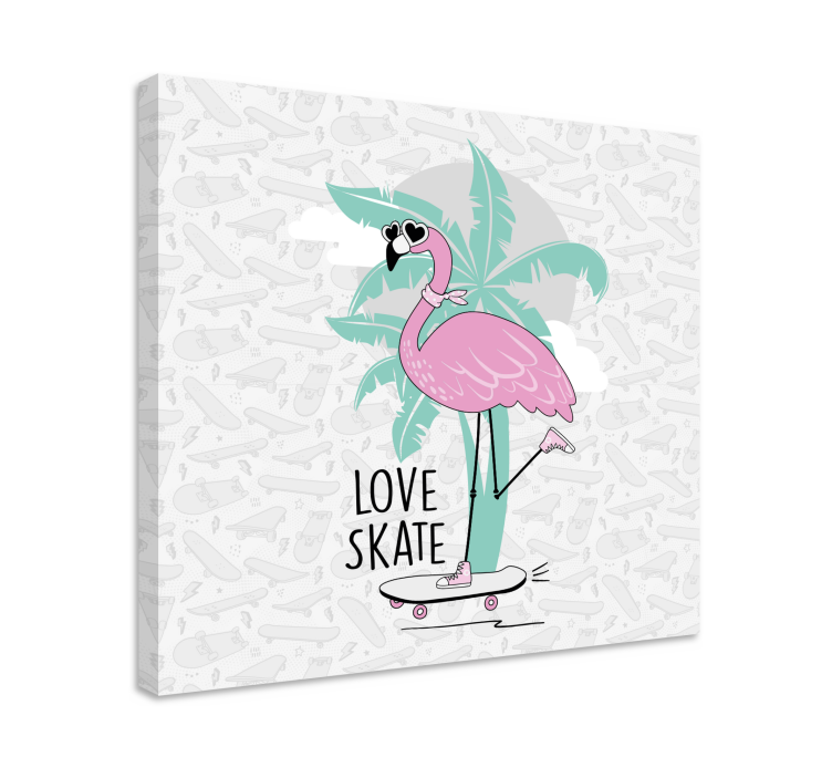 Animal canvas wall art flamingo skateboarding art - TenStickers