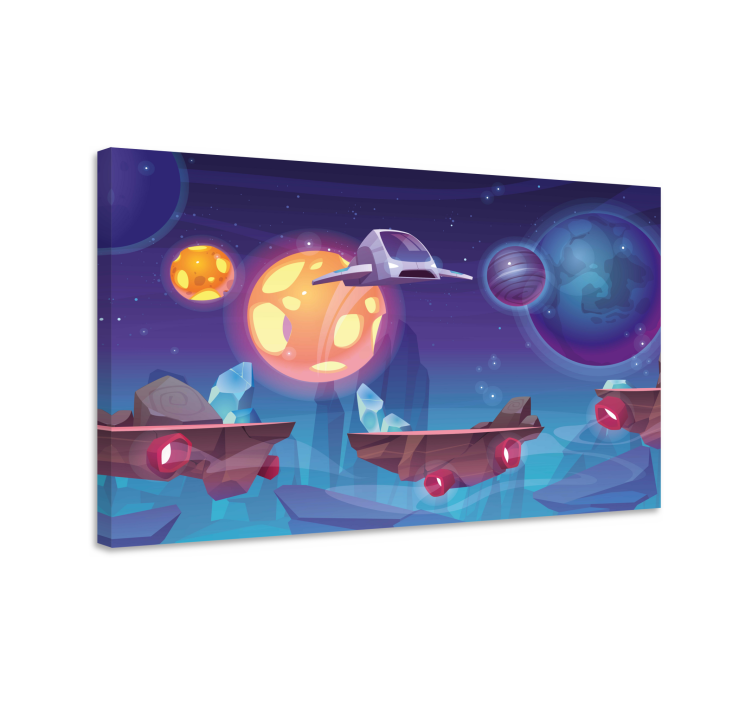 Framed gaming wall art space adventure scene - TenStickers