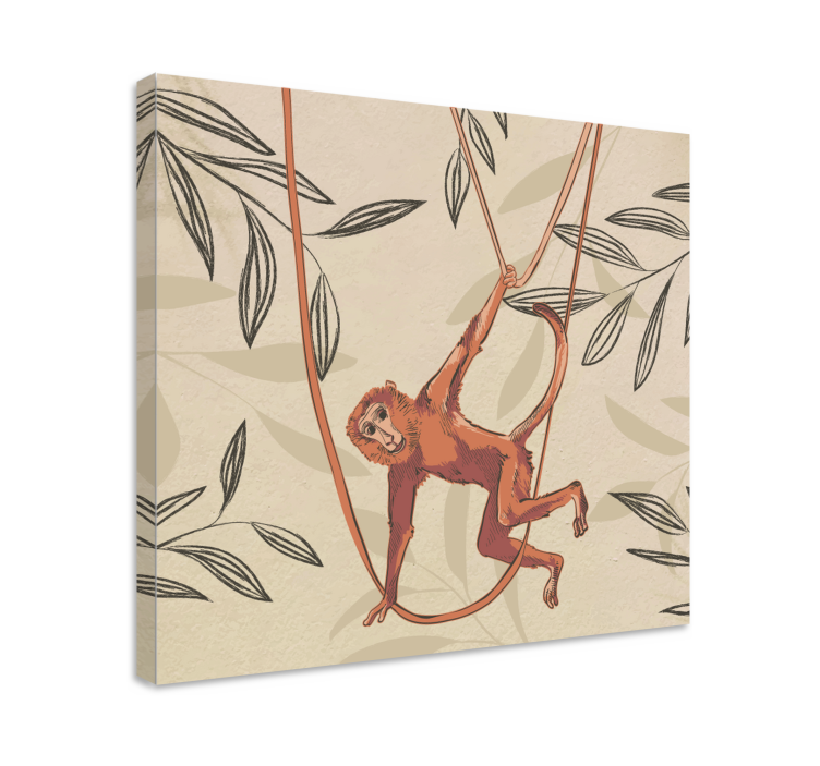 Animal canvas wall art swinging monkey - TenStickers