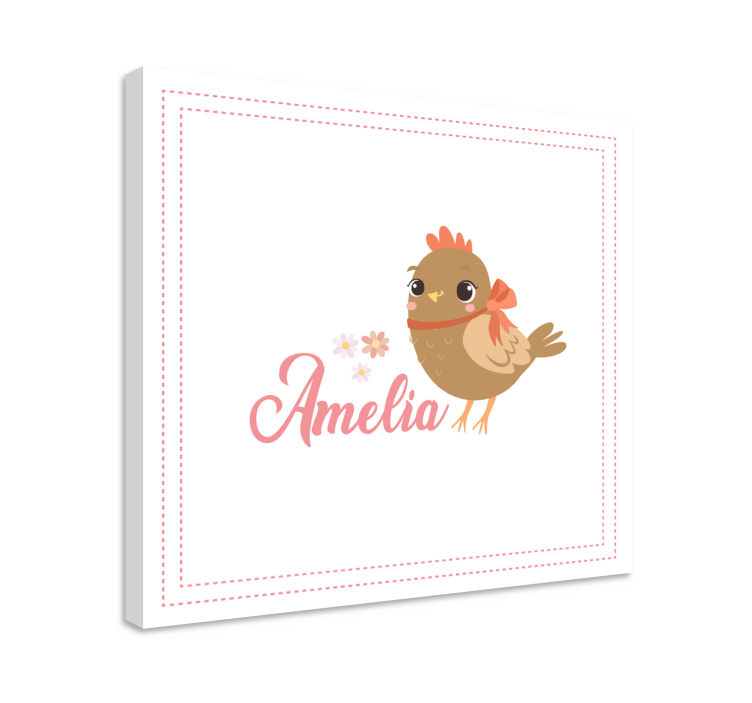 Cute bird character animal canvas wall art - TenStickers