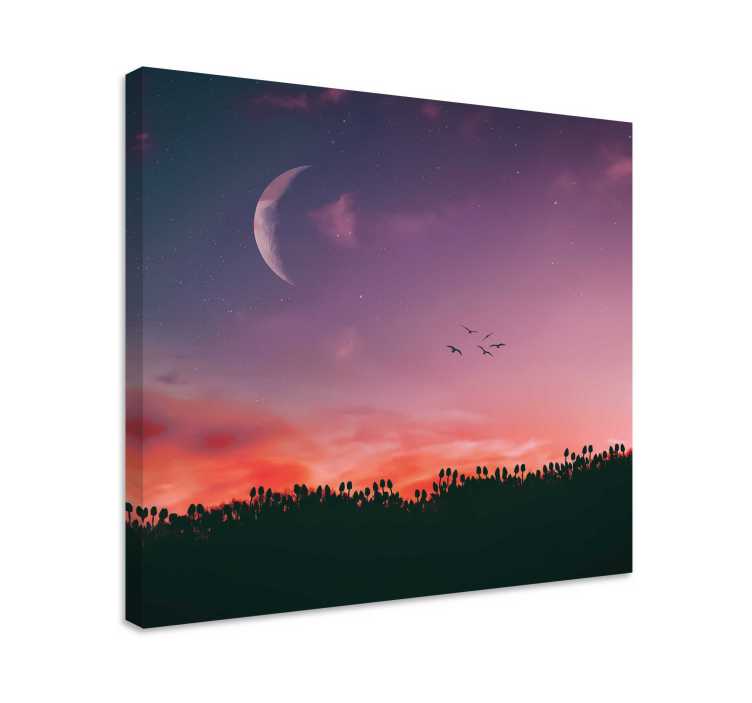 Moonlit twilight sky landscape canvas - TenStickers
