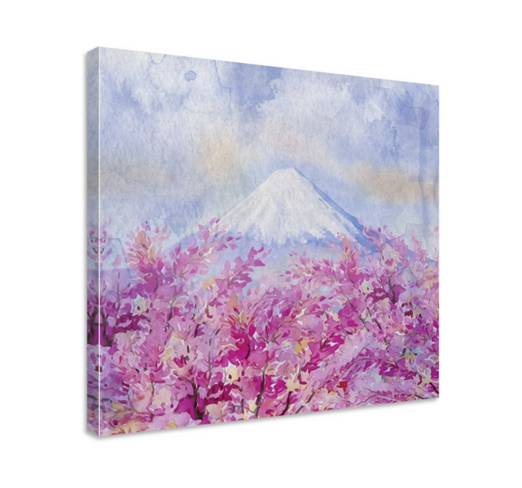Flowers canvas cherry blossom mountain - TenStickers