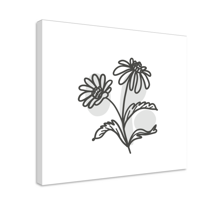 Delicate grey daisies flower canvas print - TenStickers