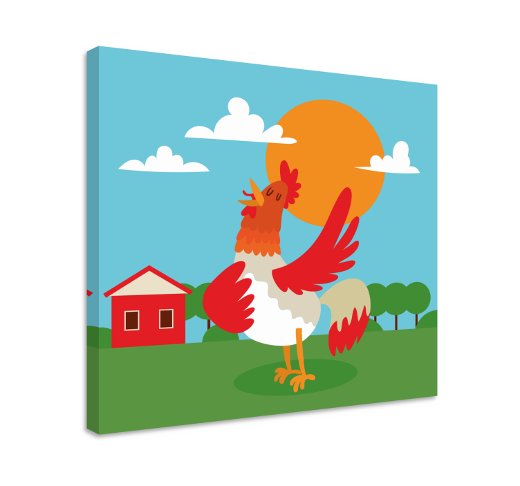 Animal canvas wall art rooster welcoming sunrise - TenStickers